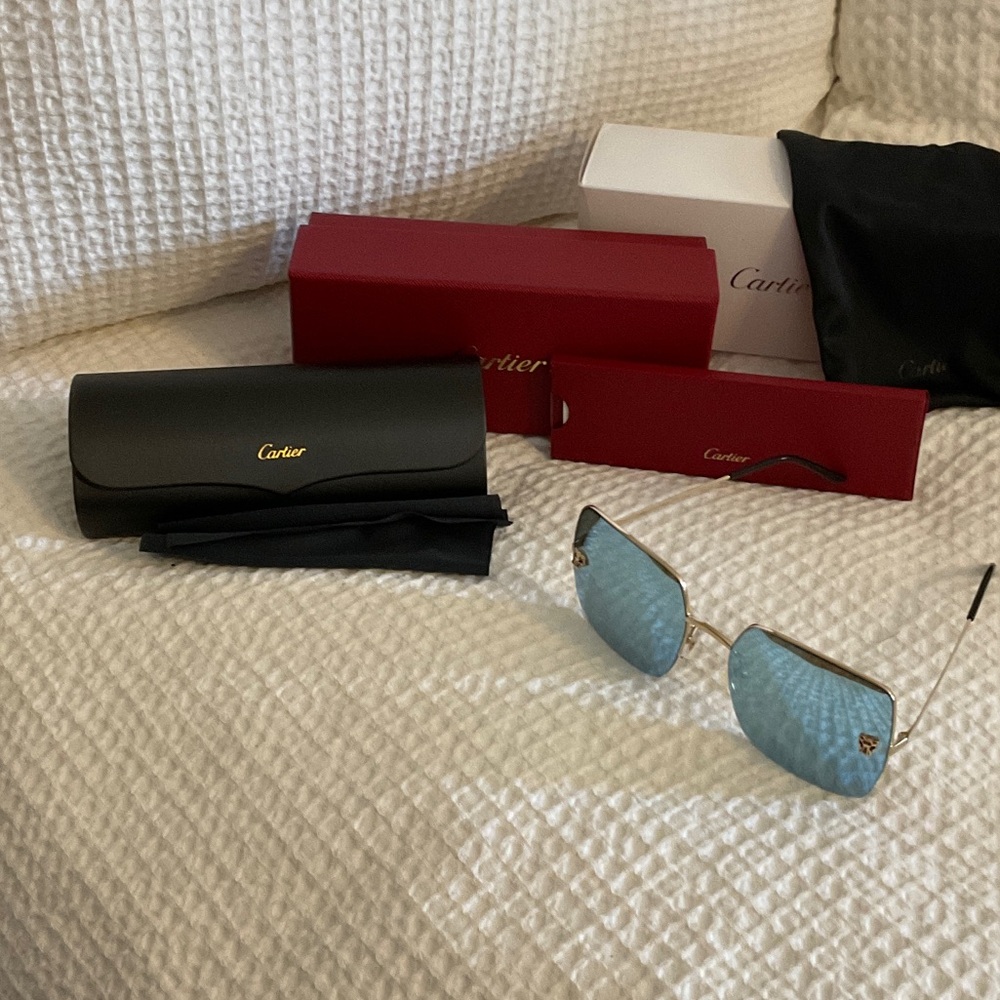 Cartier Gold and Blue Sunglasses